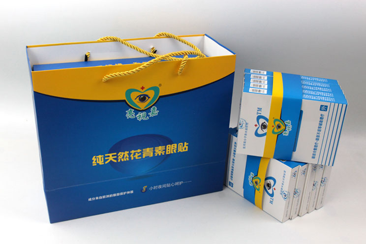 哪里可以做禮盒包裝？護(hù)眼神器亮視嘉護(hù)眼貼禮盒包裝+手提袋套裝出自長沙印刷廠